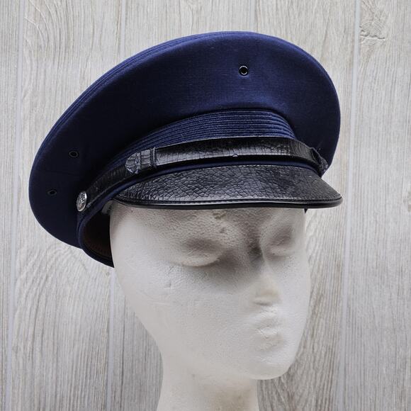 Vintage US Air Force Hat 7 1/8 Blue Bancroft Dress Military 80s - Picture 1 of 8